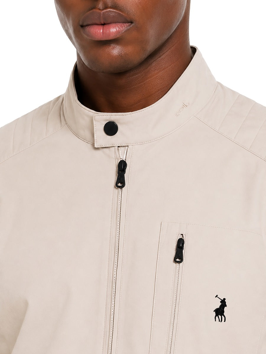 Polo Mens PJC Quilted Long Sleeve Biker Jacket-Offwhite 0077559