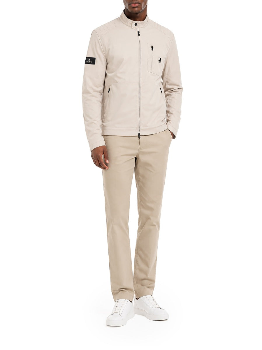 Polo Mens PJC Quilted Long Sleeve Biker Jacket-Offwhite 0077559