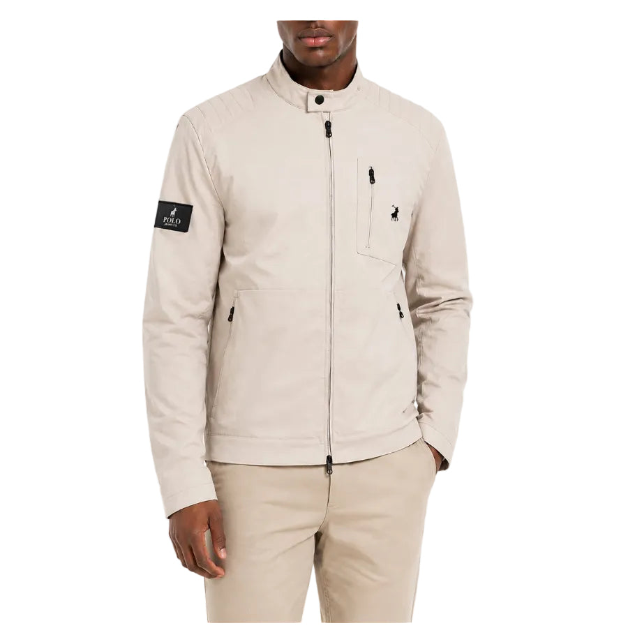 Polo Mens PJC Quilted Long Sleeve Biker Jacket-Offwhite 0077559