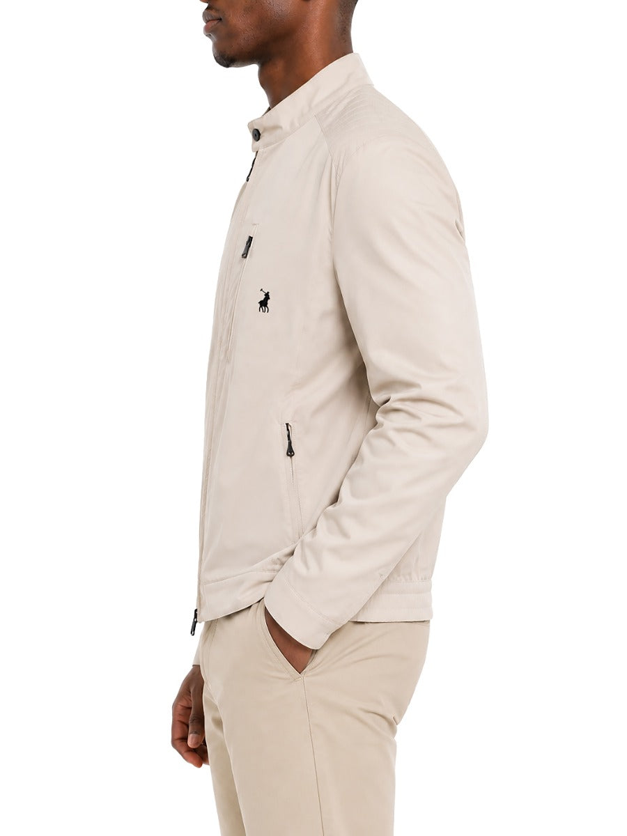 Polo Mens PJC Quilted Long Sleeve Biker Jacket-Offwhite 0077559