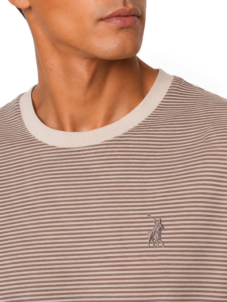 Polo Mens Octave Printed Double Mercerised Short Sleeve T-Shirt-Stone 0078500