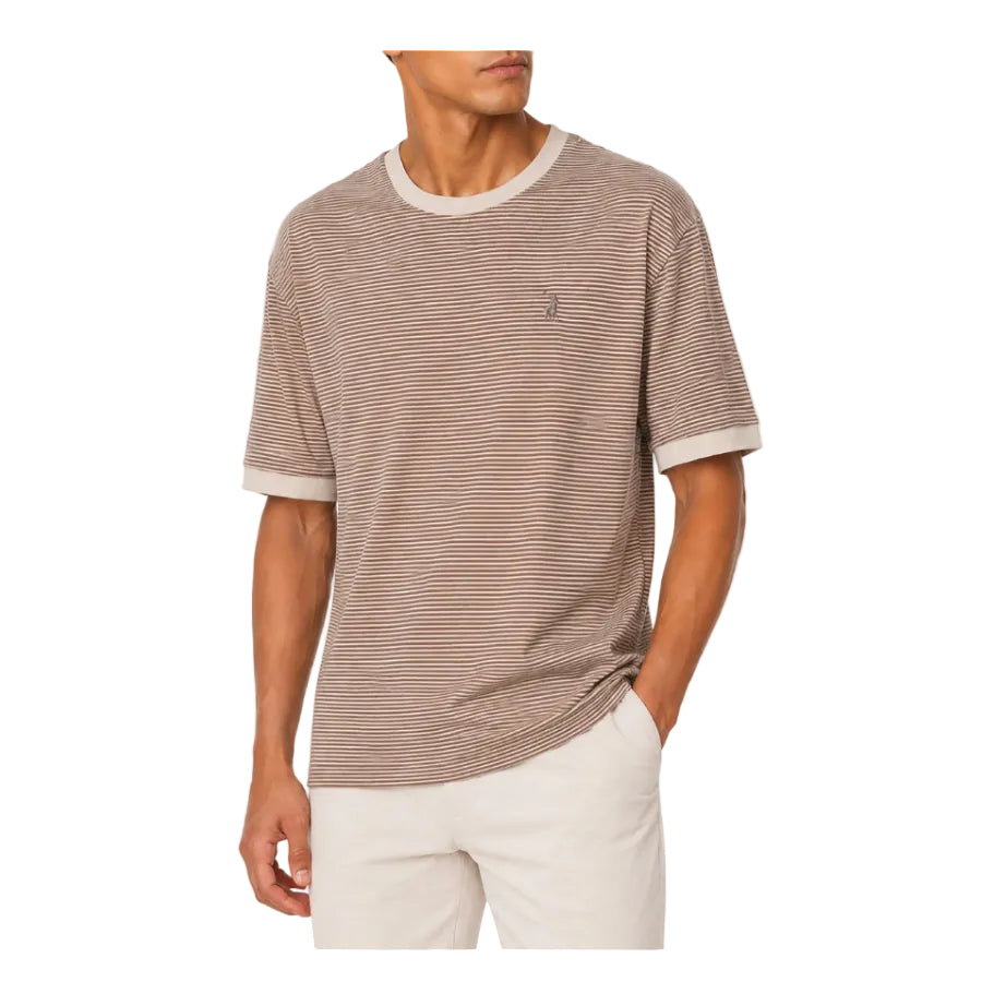 Polo Mens Octave Printed Double Mercerised Short Sleeve T-Shirt-Stone 0078500