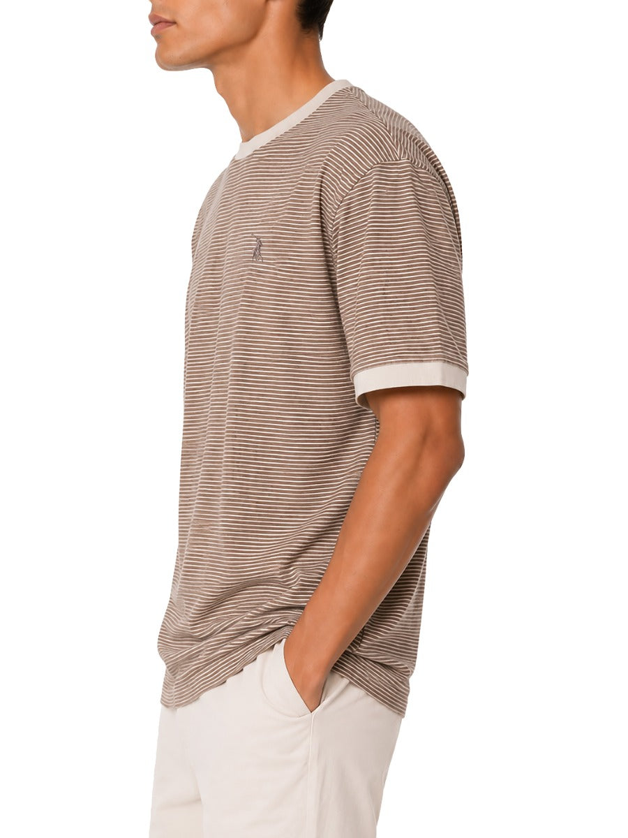 Polo Mens Octave Printed Double Mercerised Short Sleeve T-Shirt-Stone 0078500