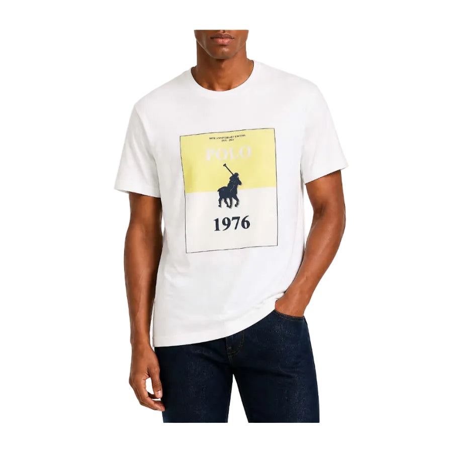 Polo Mens Silas HD Print Short Sleeve T-Shirt-White 0078523.