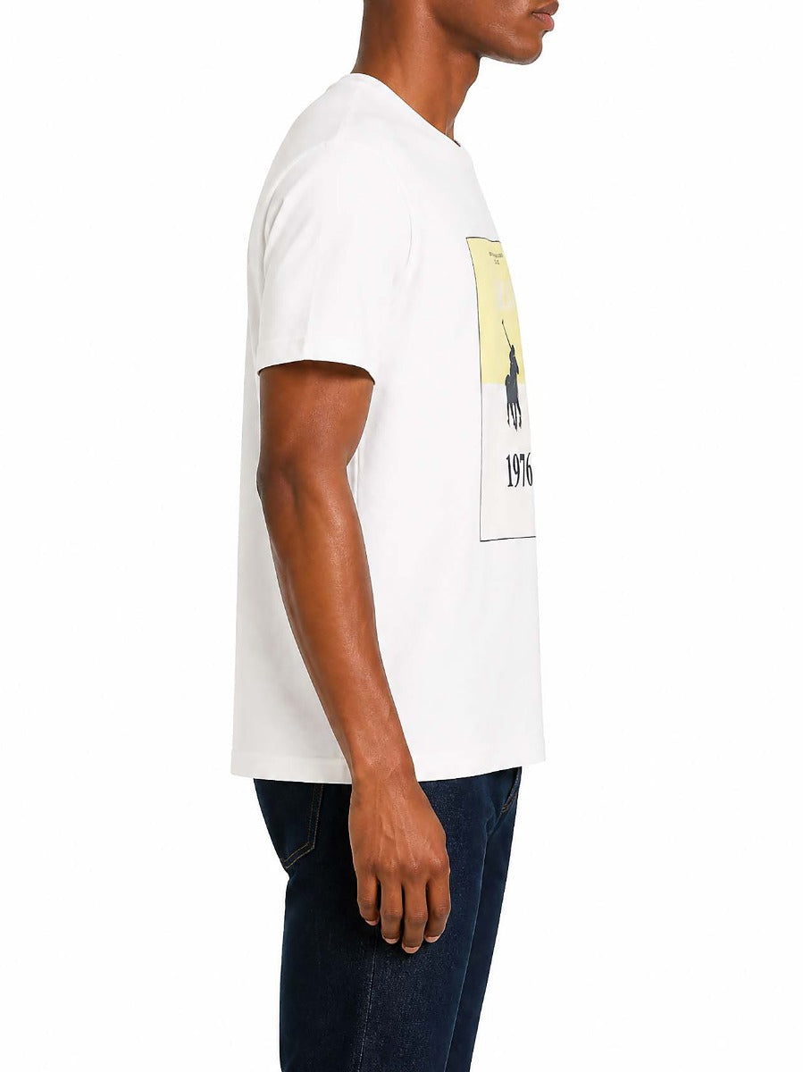 Polo Mens Silas HD Print Short Sleeve T-Shirt-White 0078523.