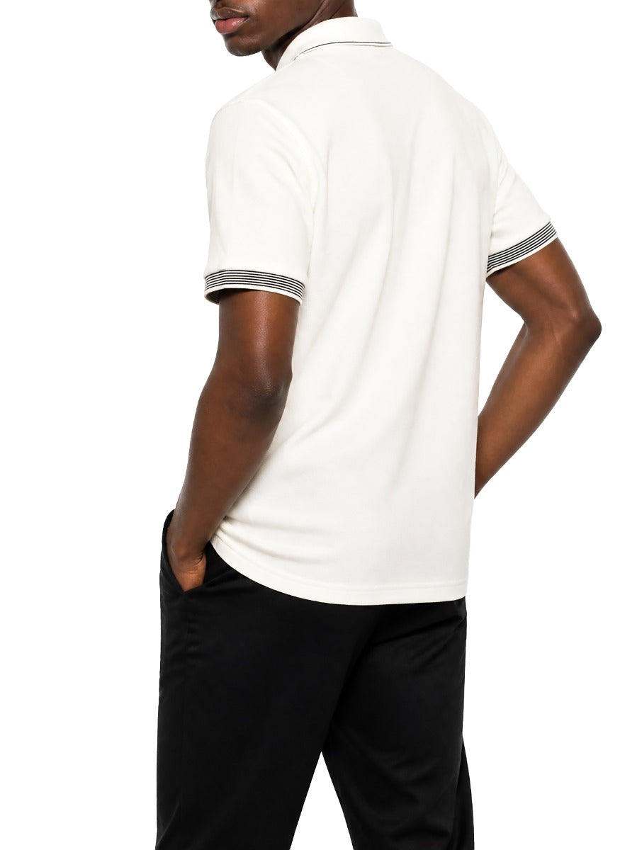Polo Men's Oswald Quarter Zip Contrast Short Sleeve Golfer-White 0078573