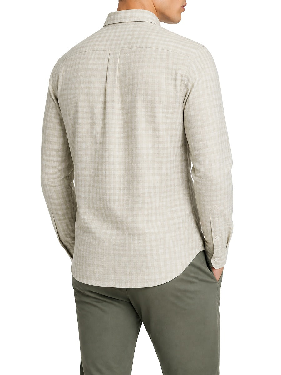 Polo Mens Gingham Long Sleeve Shirt-Stone 0078683
