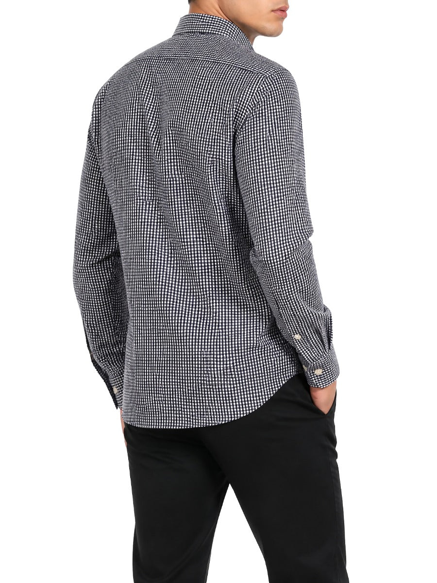 Polo Mens Gingham Long Sleeve Shirt-Navy 0078689.