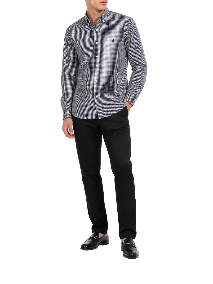 Polo Mens Gingham Long Sleeve Shirt-Navy 0078689.