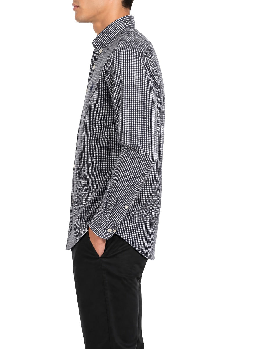 Polo Mens Gingham Long Sleeve Shirt-Navy 0078689.