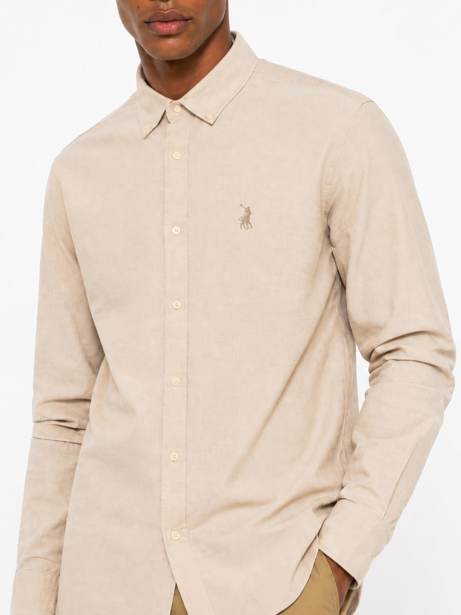 Polo Mens Arman Classic Oxford Long Sleeve Shirt-Stone 0078741.