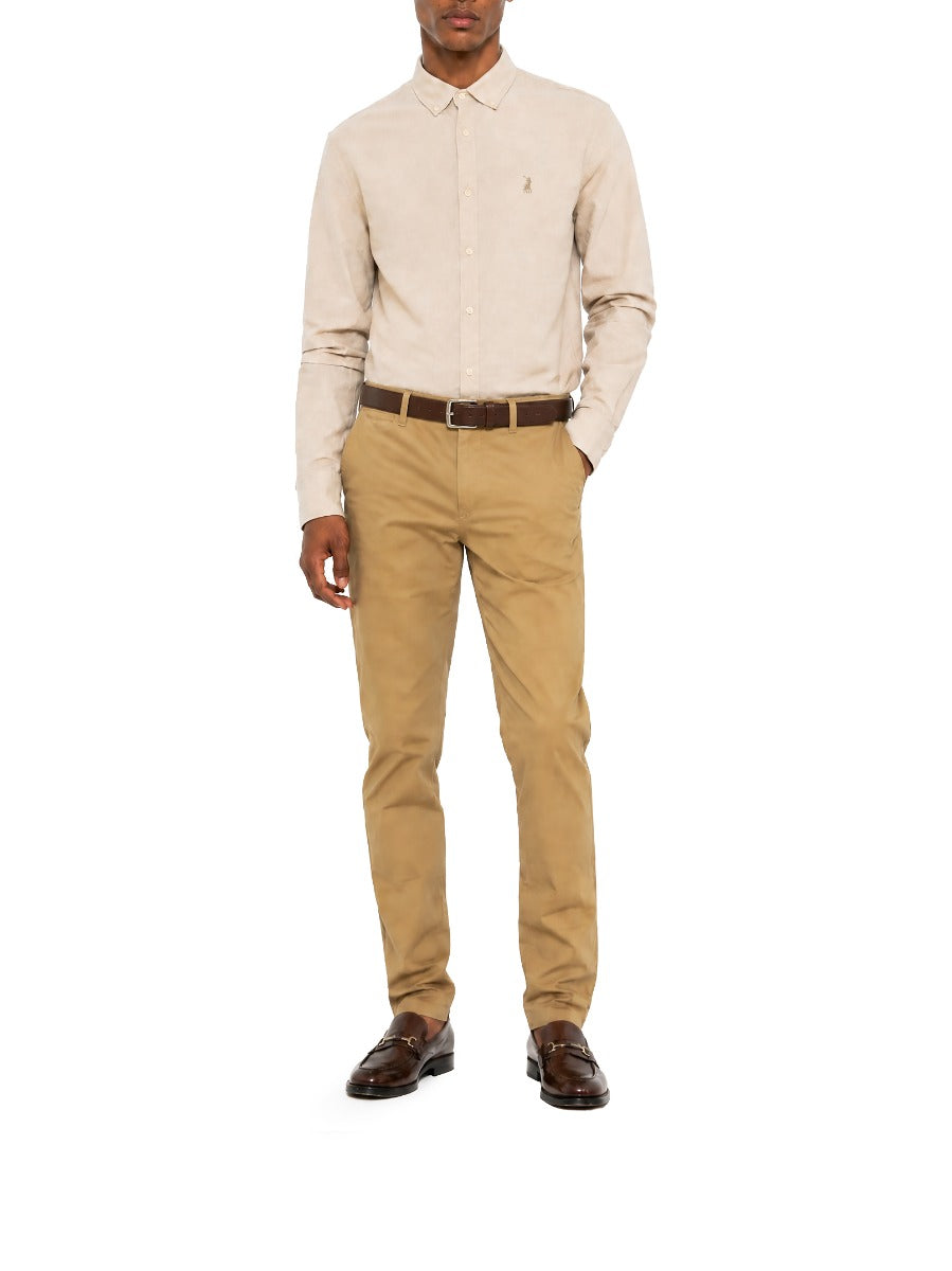 Polo Mens Arman Classic Oxford Long Sleeve Shirt-Stone 0078741.