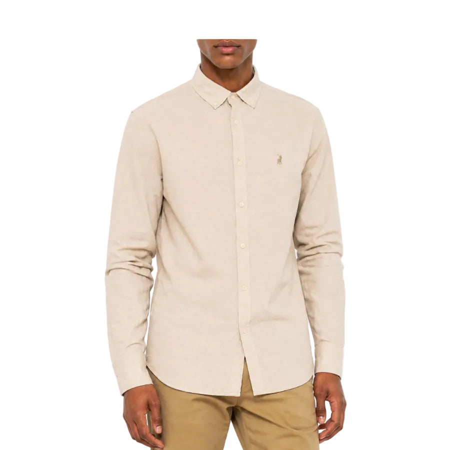 Polo Mens Arman Classic Oxford Long Sleeve Shirt-Stone 0078741.