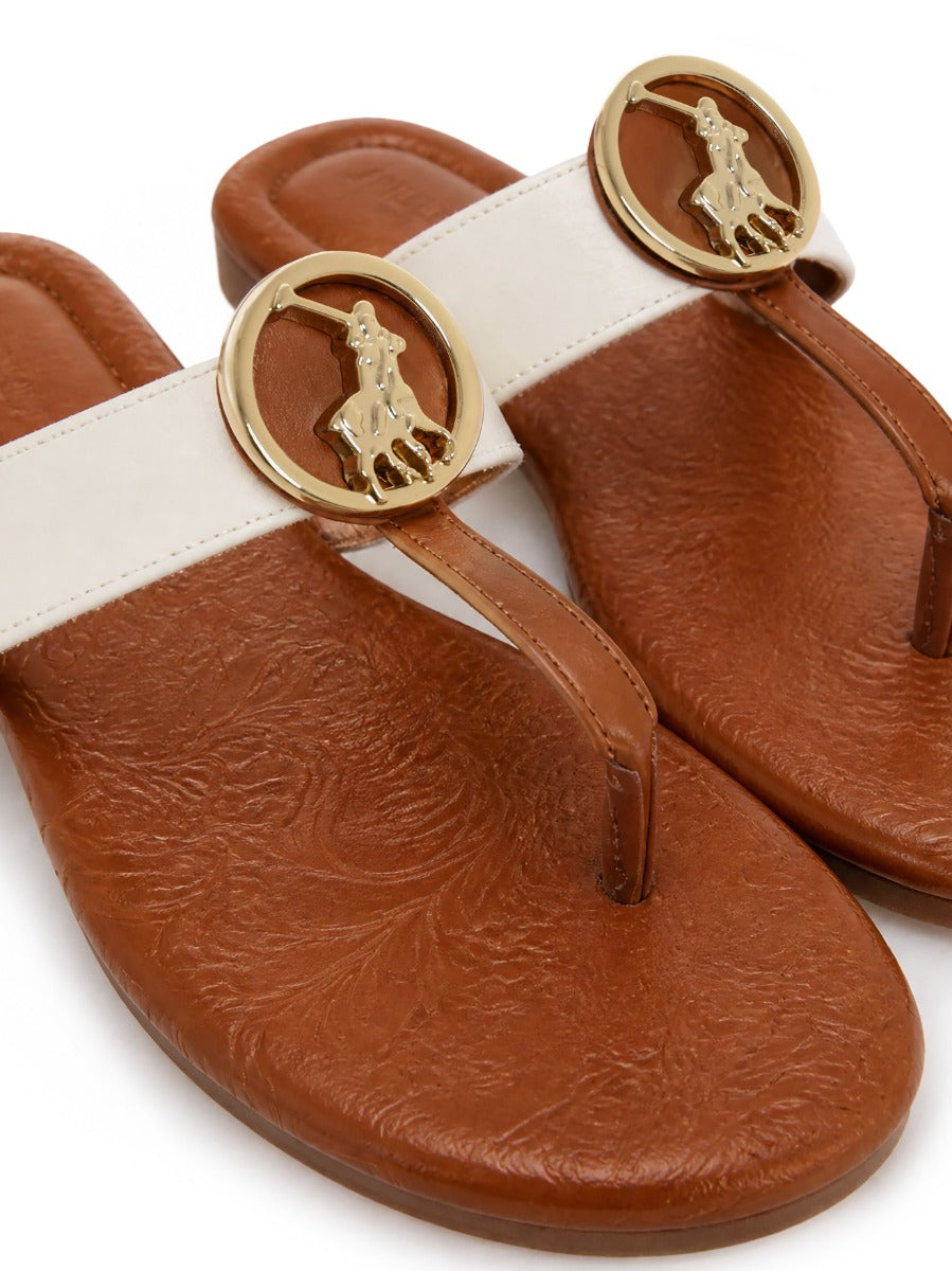Polo Womens Big Pony Flip Flops Sandals-Tan 0078836