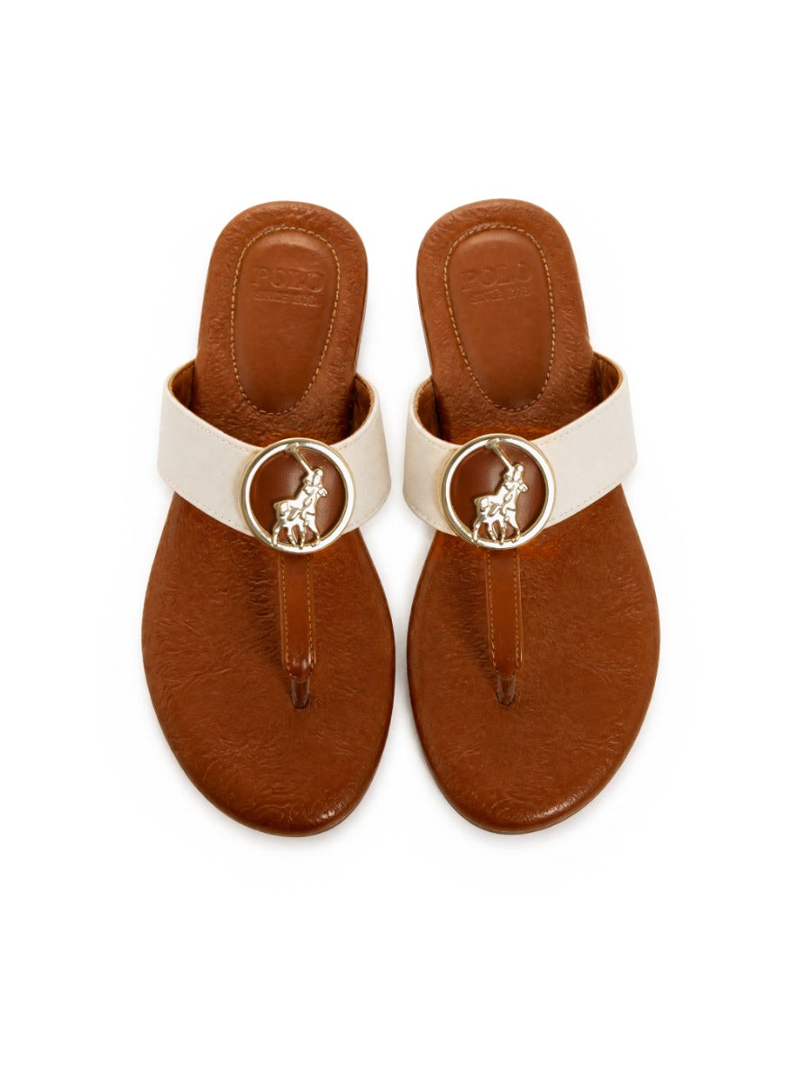 Polo Womens Big Pony Flip Flops Sandals-Tan 0078836