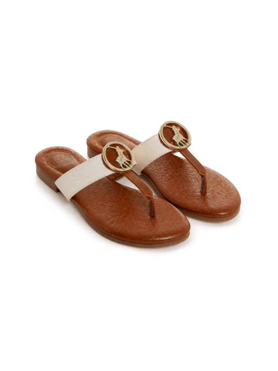 Polo Womens Big Pony Flip Flops Sandals-Tan 0078836