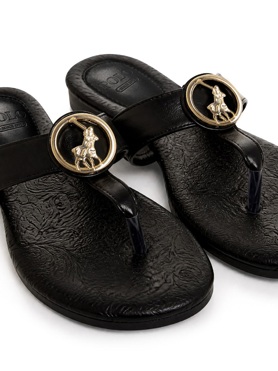 Polo Womens Big Pony Flip Flops Sandals-Black 0078837.