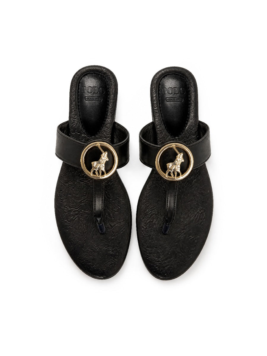 Polo Womens Big Pony Flip Flops Sandals-Black 0078837.