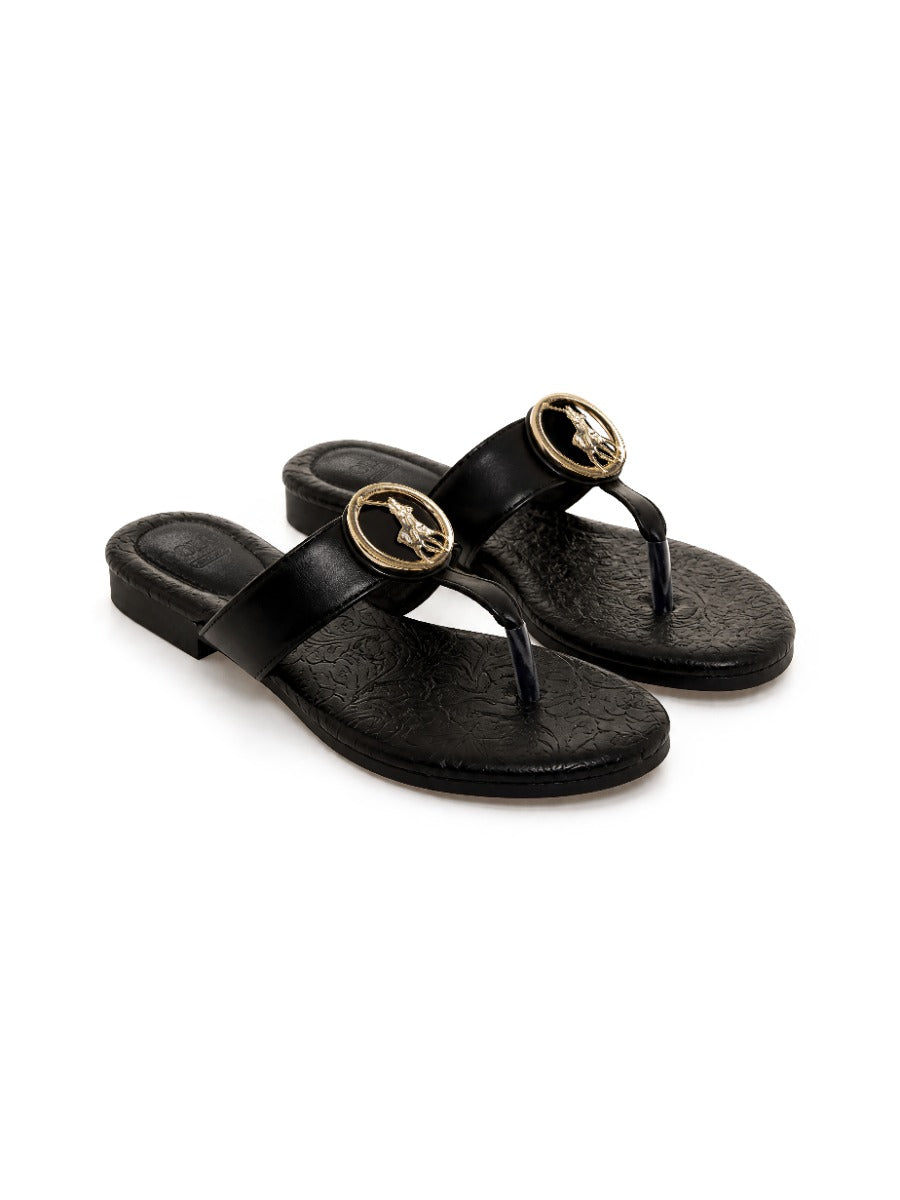 Polo Womens Big Pony Flip Flops Sandals-Black 0078837.