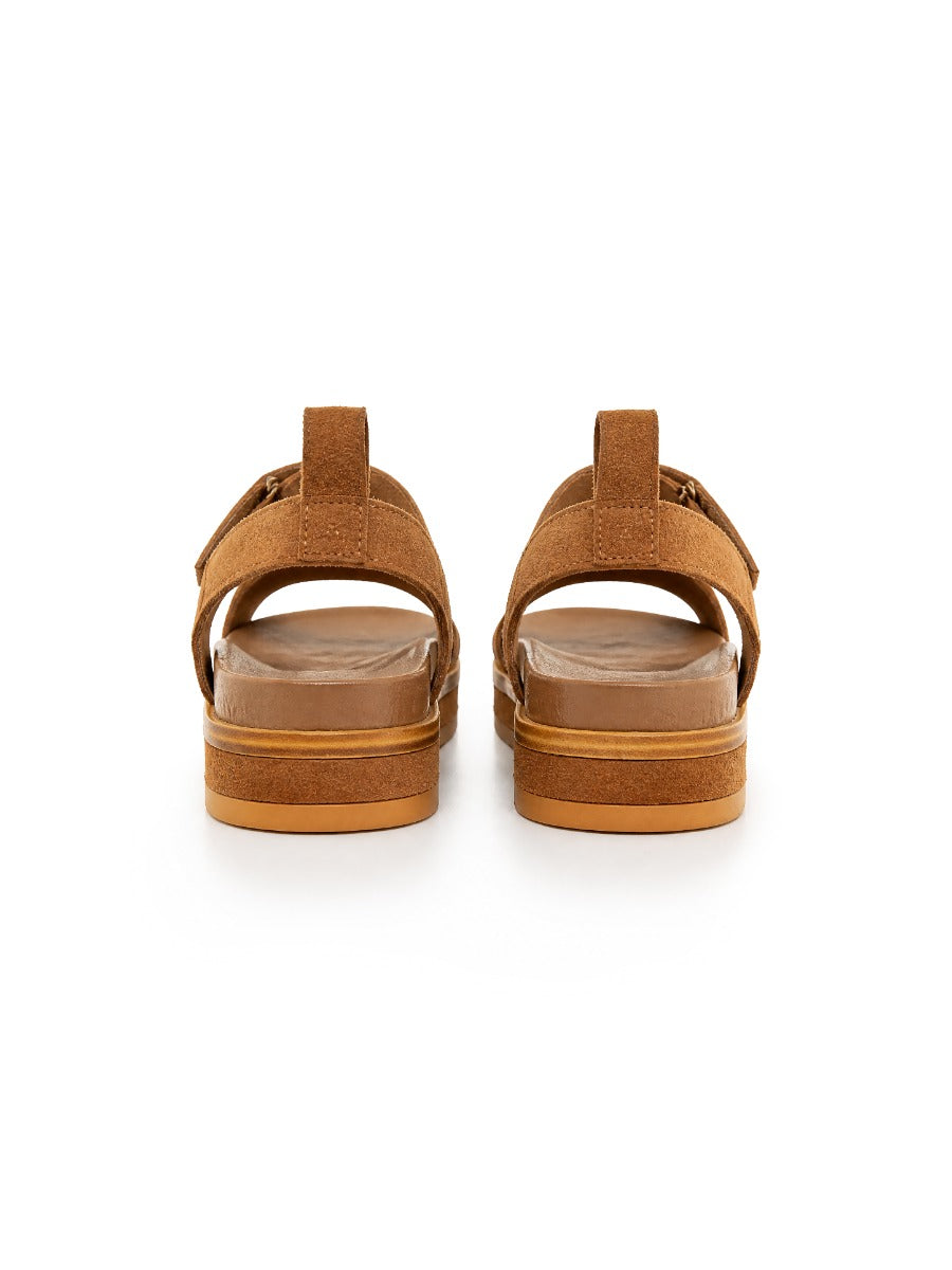 Polo Womens Comfort Suede Platform Sandals-Brown 0078847