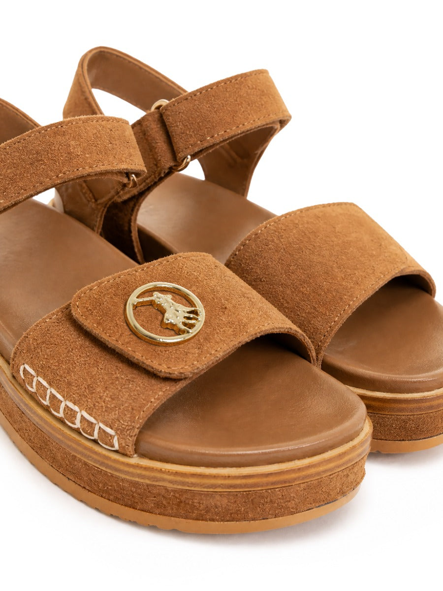 Polo Womens Comfort Suede Platform Sandals-Brown 0078847