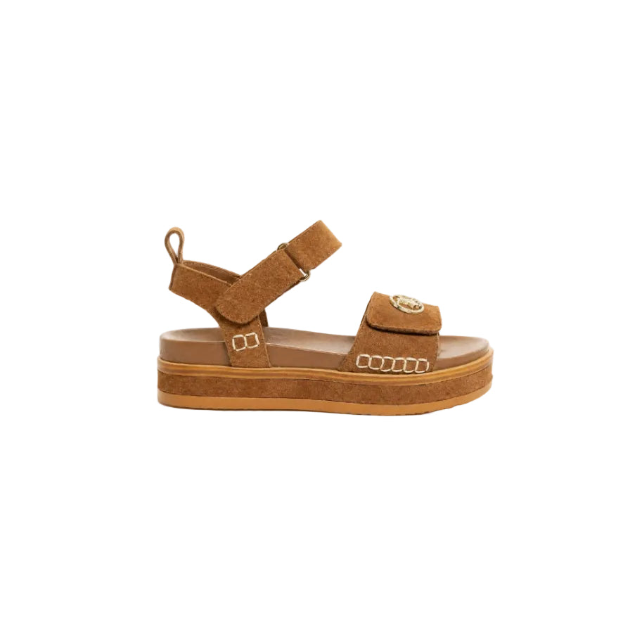 Polo Womens Comfort Suede Platform Sandals-Brown 0078847