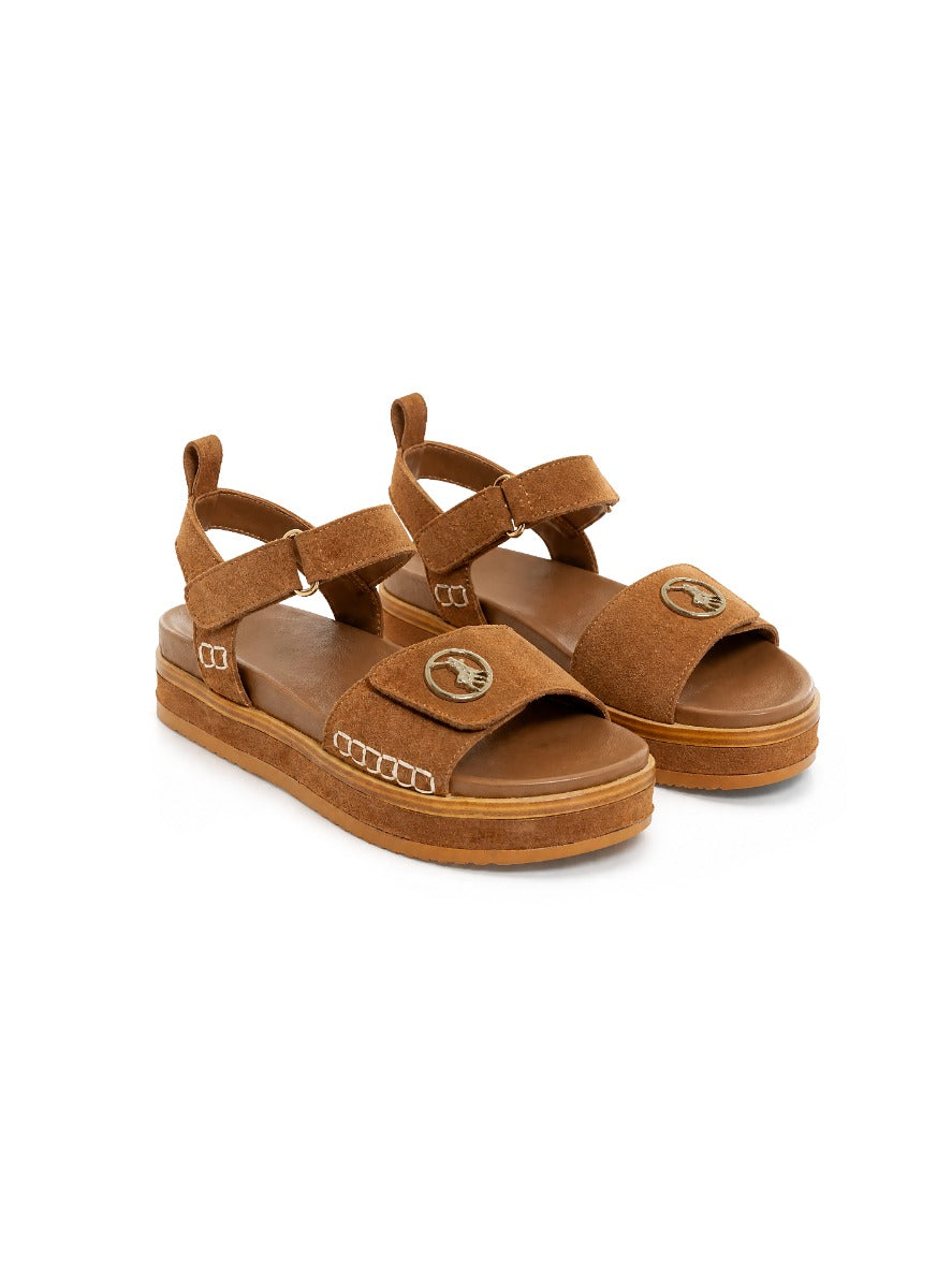 Polo Womens Comfort Suede Platform Sandals-Brown 0078847