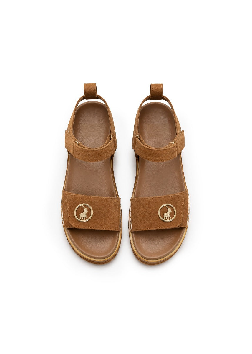 Polo Womens Comfort Suede Platform Sandals-Brown 0078847