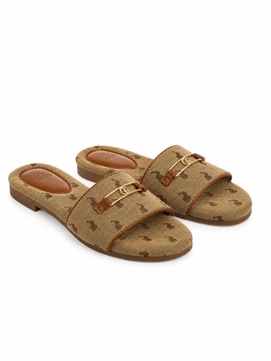 Polo Women's Monogram Jacquard Flats-Stone 0078849.