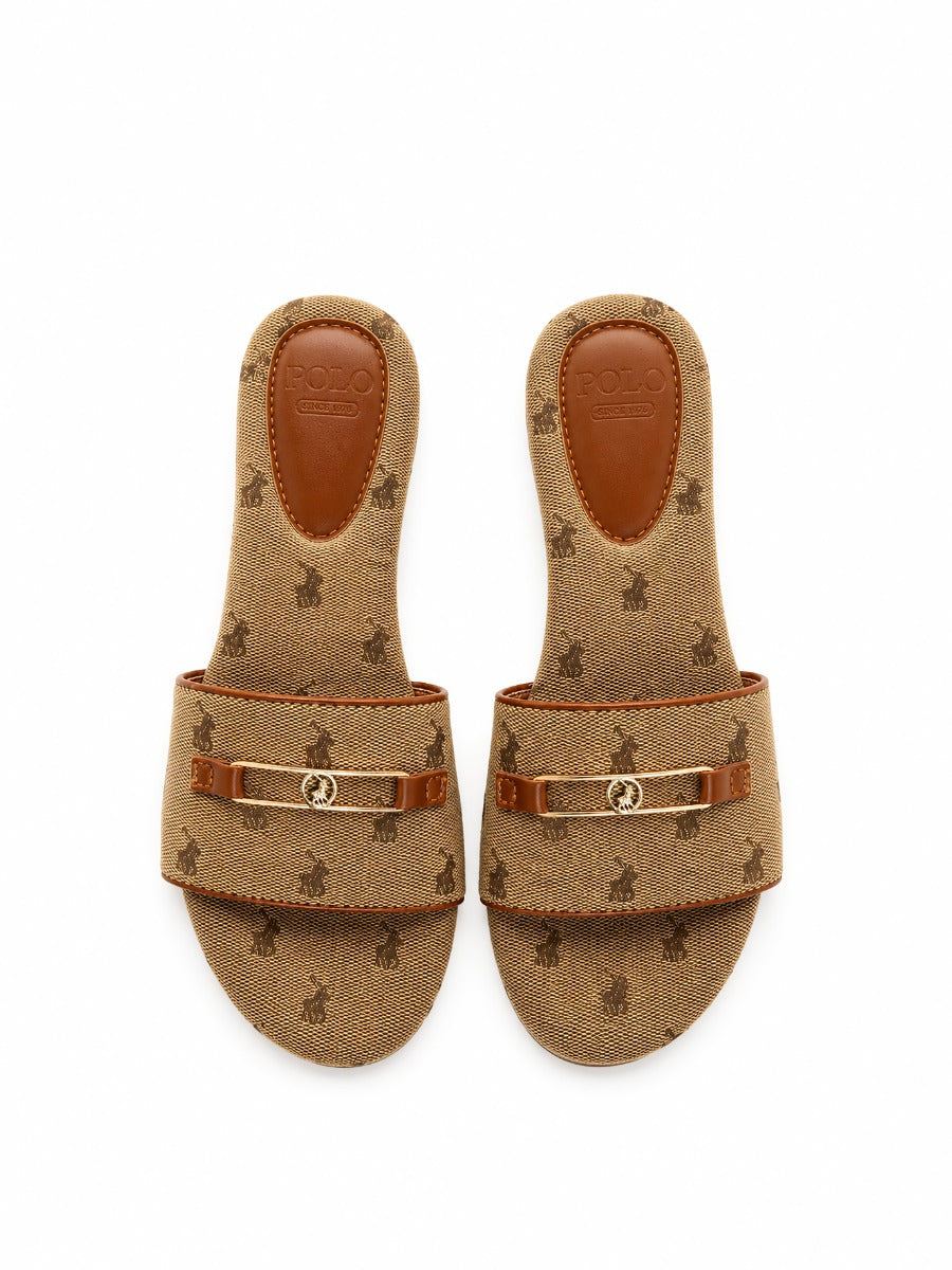 Polo Women's Monogram Jacquard Flats-Stone 0078849.