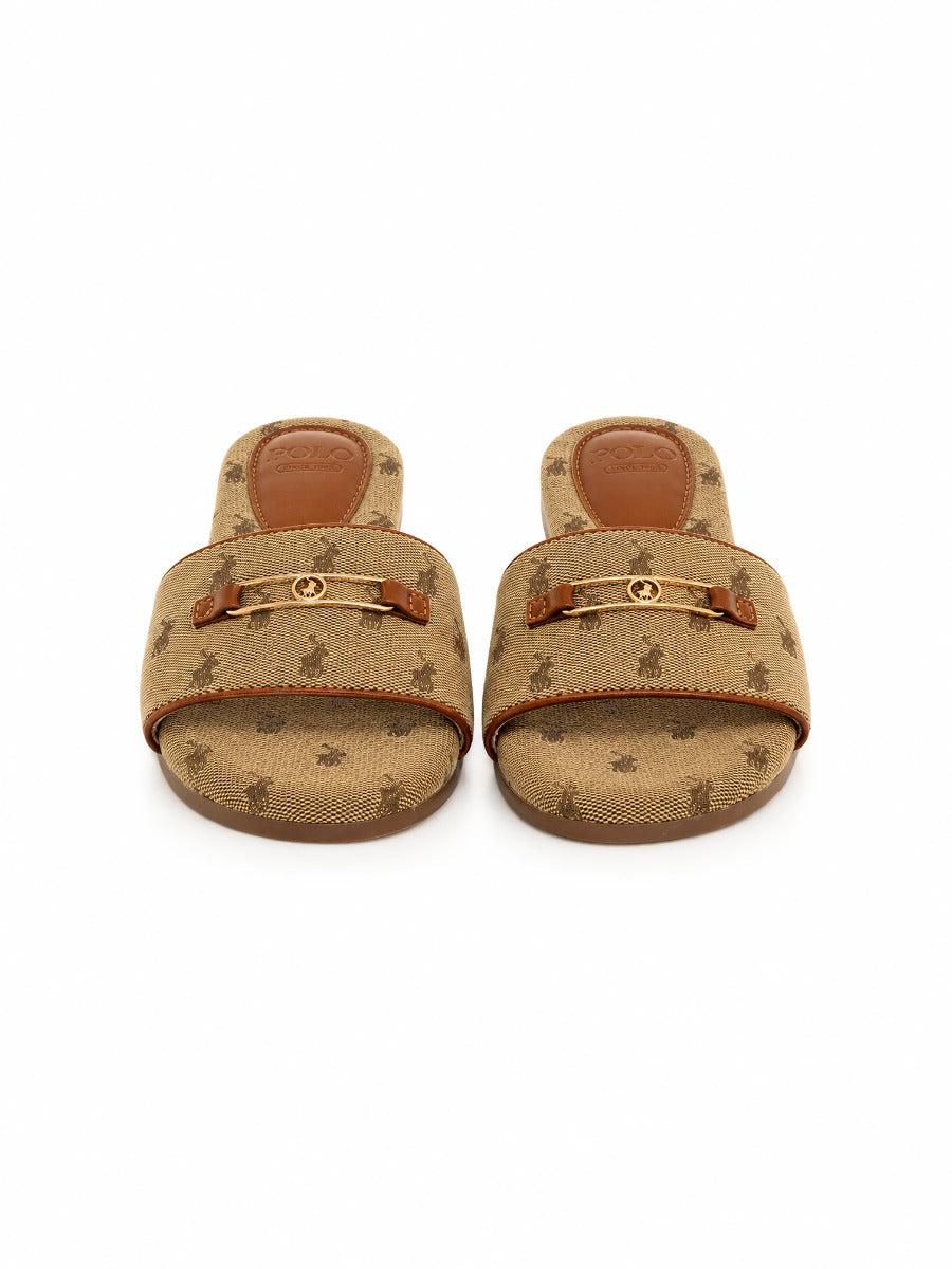 Polo Women's Monogram Jacquard Flats-Stone 0078849.