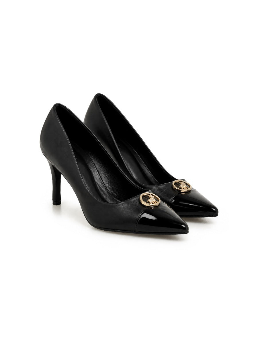 Polo Womens Circle Trim Court Heels-Black 0078862