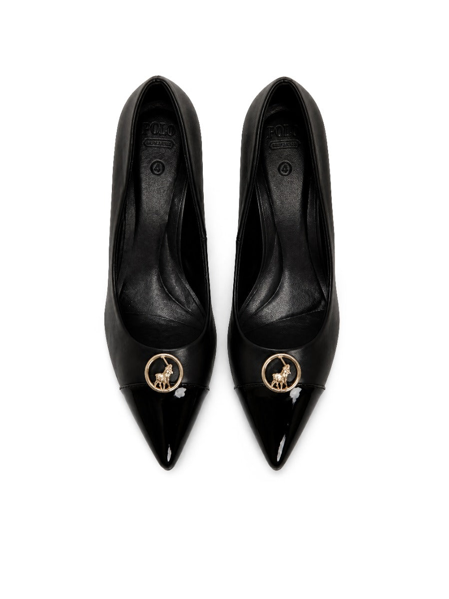 Polo Womens Circle Trim Court Heels-Black 0078862