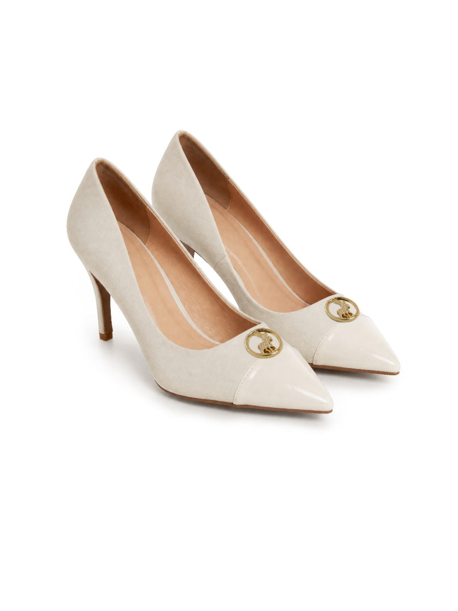 Polo Womens Circle Trim Court Heels-Off White 0078863.