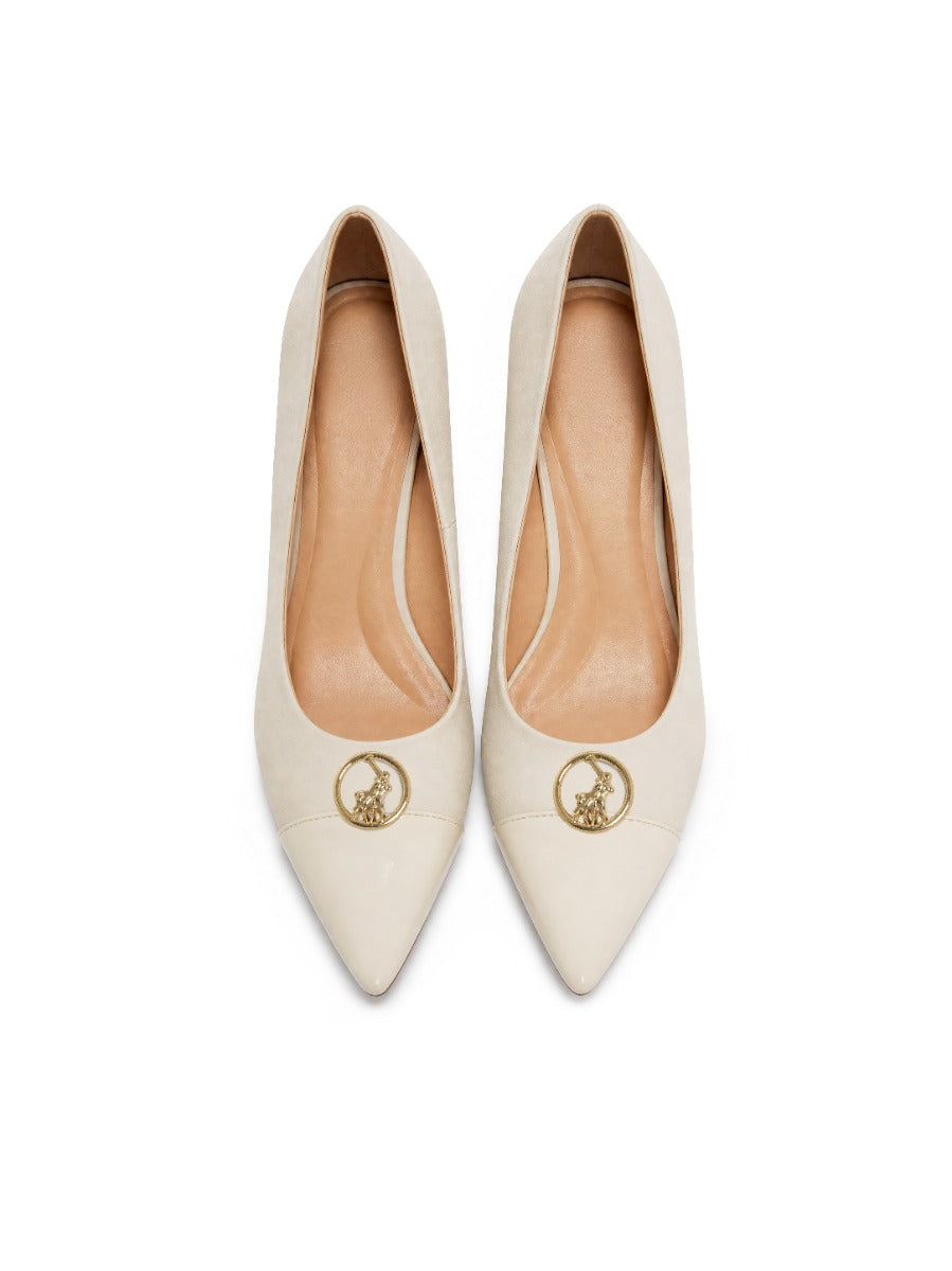 Polo Womens Circle Trim Court Heels-Off White 0078863.