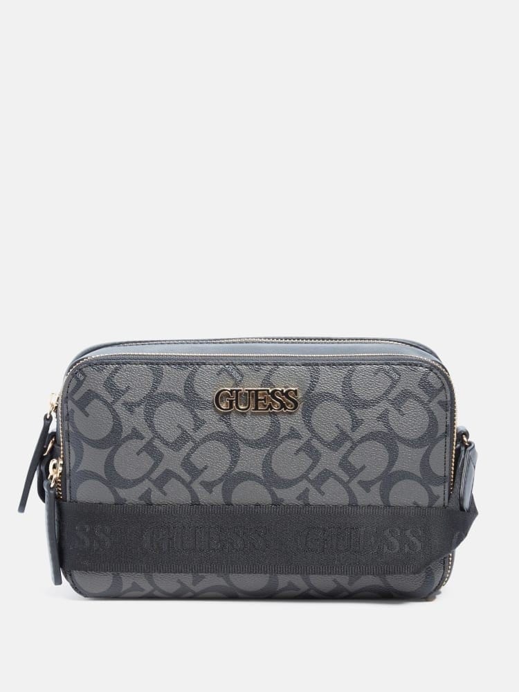 Guess Ladies Handbags Guess Artemis Mini Crossbody Bag Coal (7508833534041)