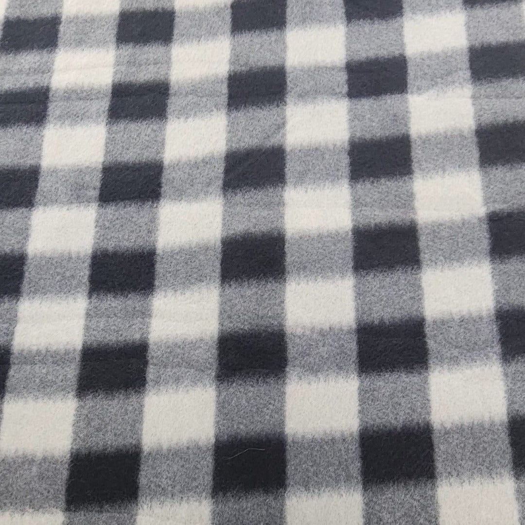 Fleece Blankets Printed Polar Fleece Fabric 150cm Grey Check (7582391468121)