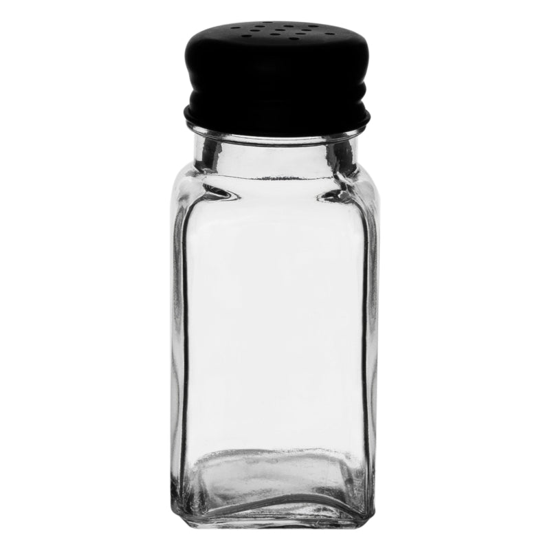 Regent Cleopatra Salt & Pepper Glass Shakers With Black Lids 85ml 10305