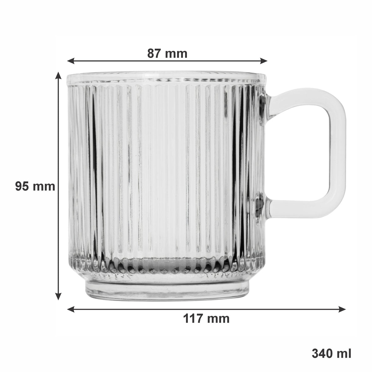 Regent Glass Ribbed Mug 340ml 10718