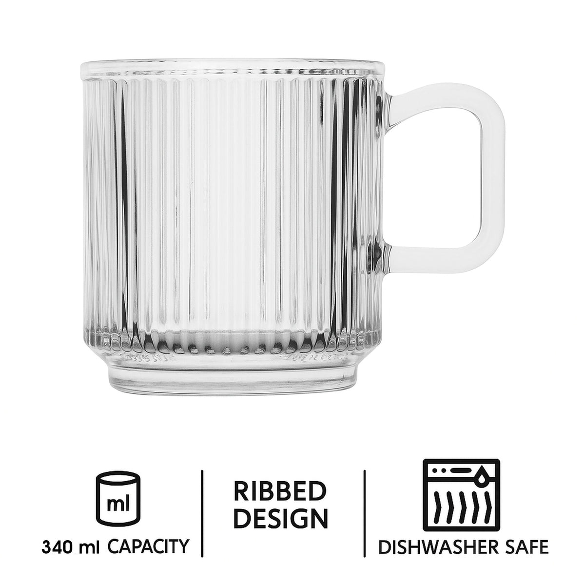 Regent Glass Ribbed Mug 340ml 10718