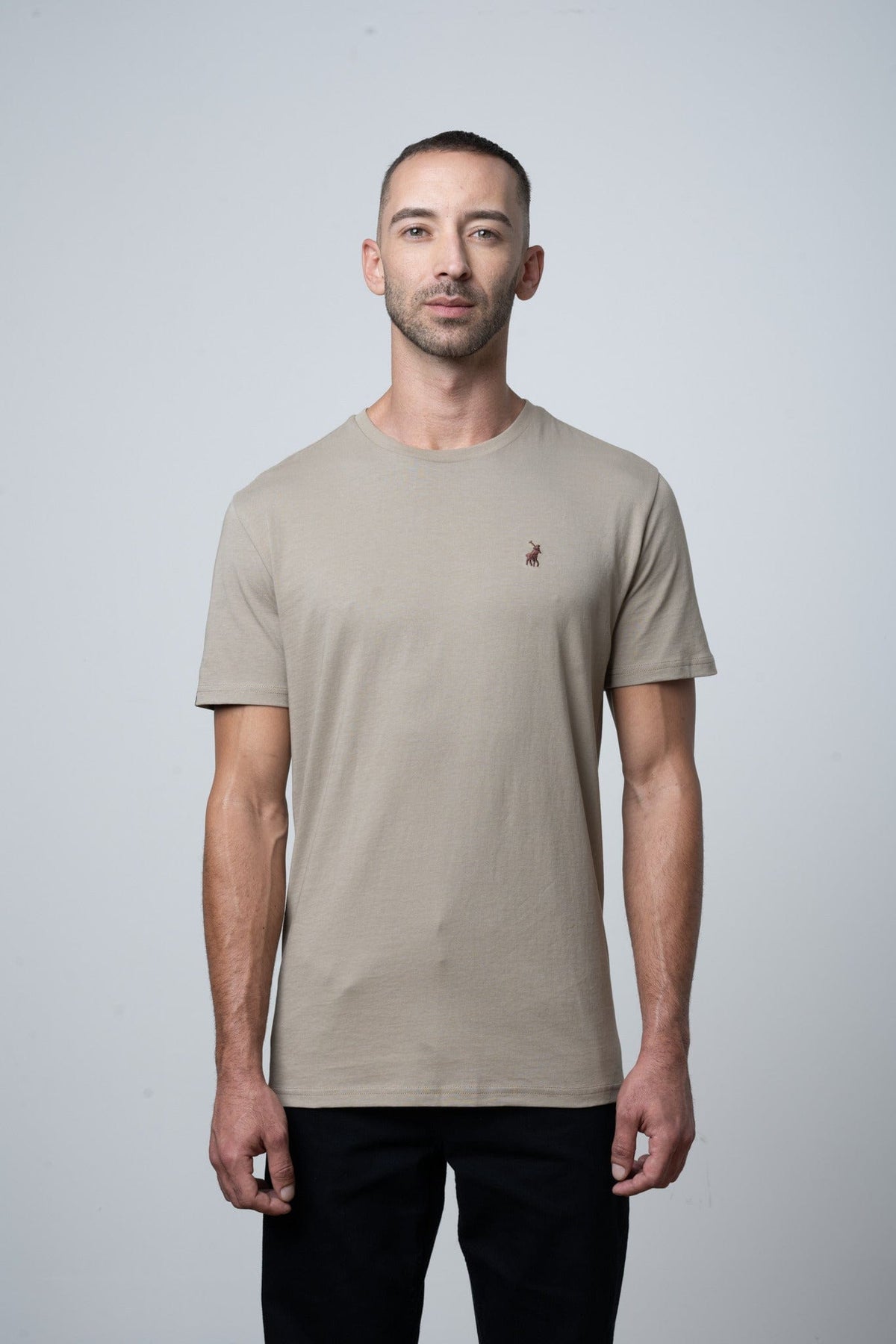 Polo T Shirt Polo Essential Crew Neck Short Sleeve Tee Taupe