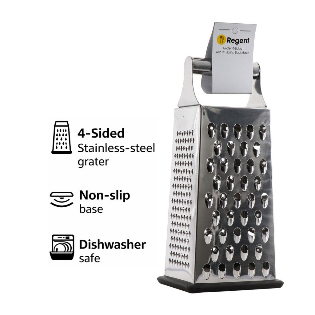 Regent Kitchen 4-Sided Grater Stainless Steel Non Slip Base 12402.