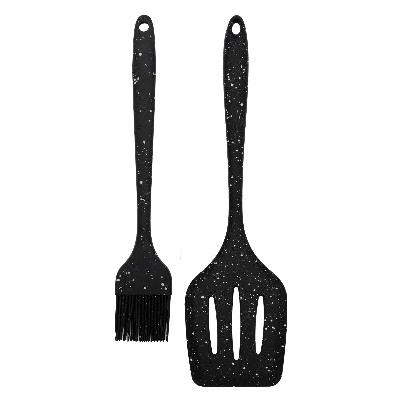 Regent Kitchen Basting Brush And Turner Nylon Speckled Black 2 Piece Set 12610