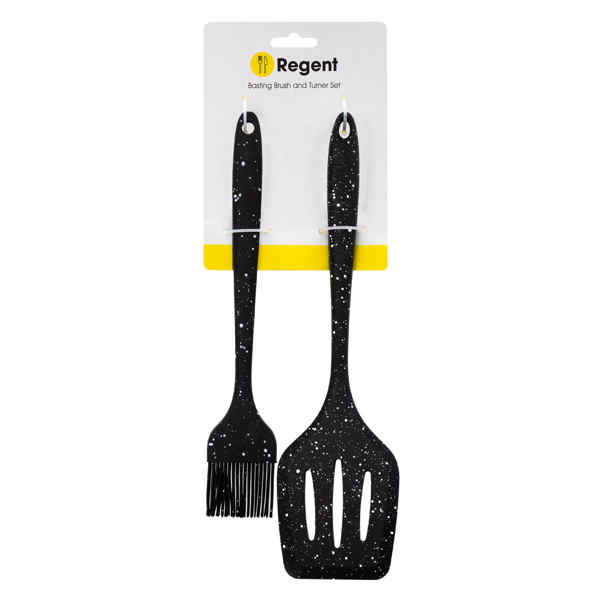 Regent Kitchen Basting Brush And Turner Nylon Speckled Black 2 Piece Set 12610
