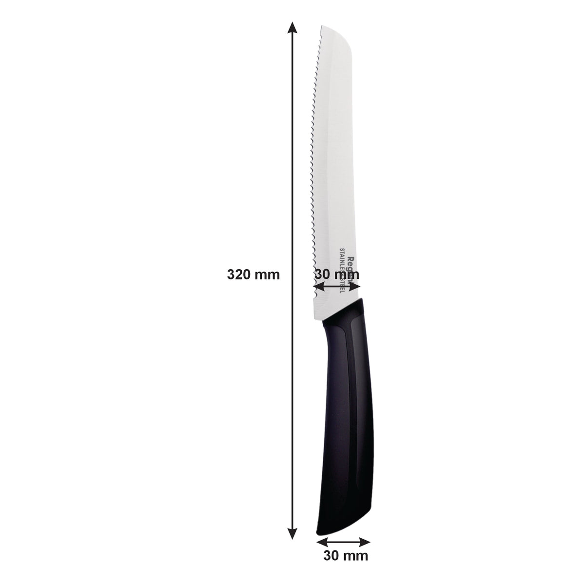 Regent Kitchen Premium Bread Knife With Black And Grey Handle 320mm 12618