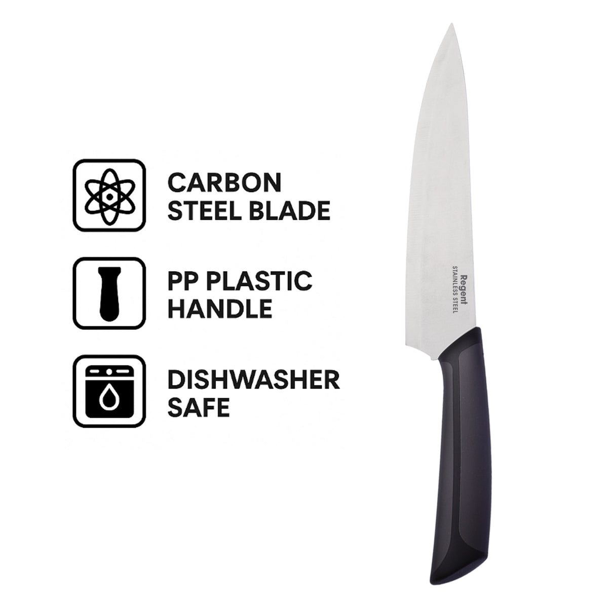 Regent Kitchen Premium Chef Knife With Black And Grey Handle, 325mm 12619