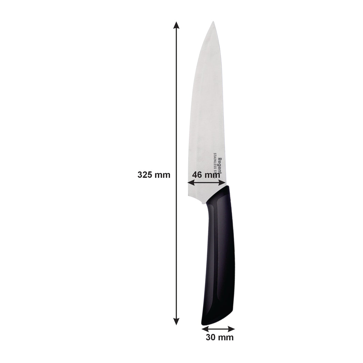 Regent Kitchen Premium Chef Knife With Black And Grey Handle, 325mm 12619