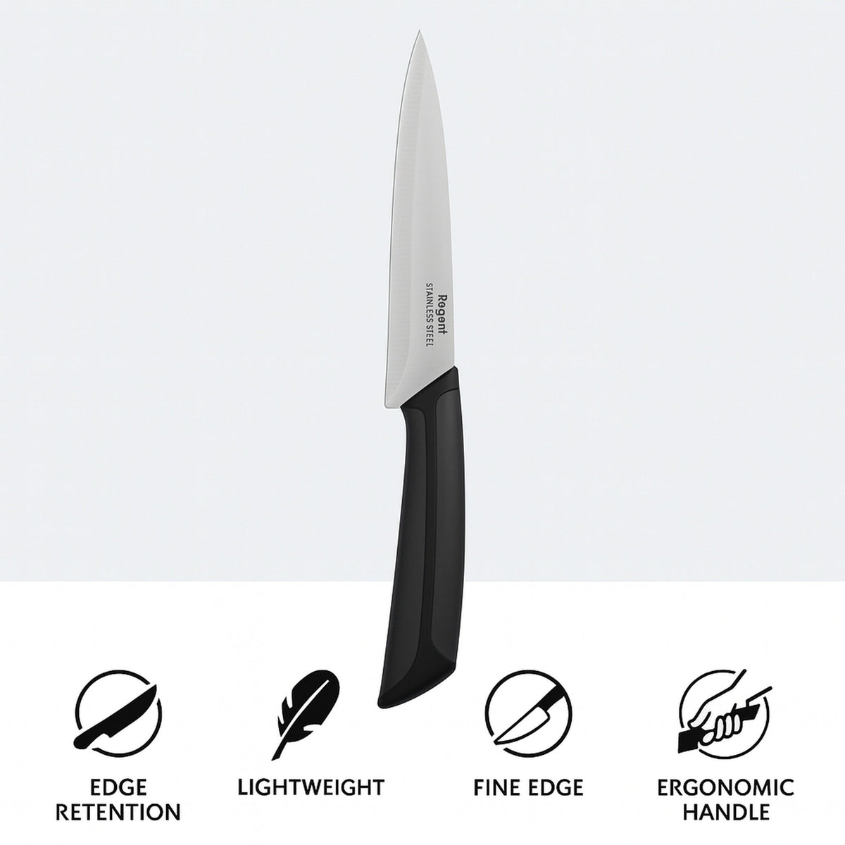 Regent Kitchen Premium Utility Knife With Black And Grey Handle, 230mm 12620