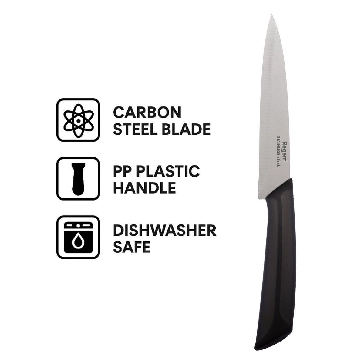 Regent Kitchen Premium Utility Knife With Black And Grey Handle, 230mm 12620