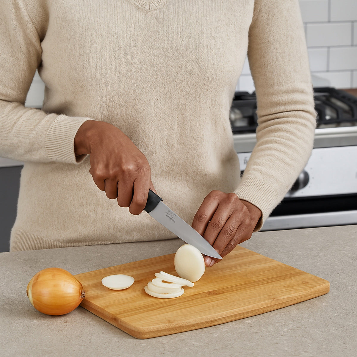 Regent Kitchen Premium Utility Knife With Black And Grey Handle, 230mm 12620